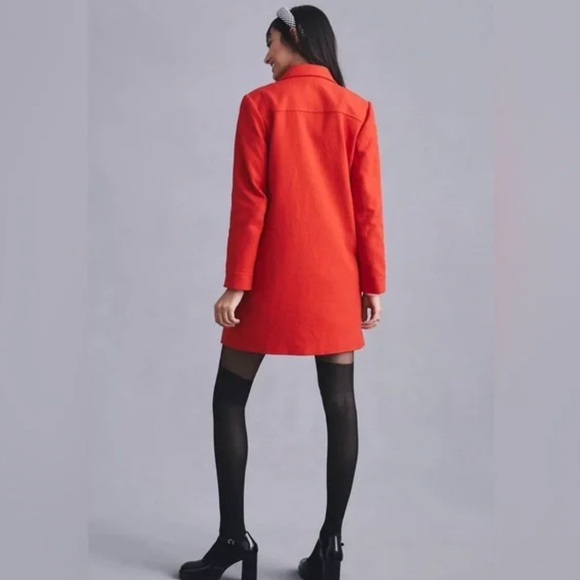 EUC Anthropologie Maeve Textured Peacoat Pea Coat Jacket Red Size 8 - Picture 4 of 15